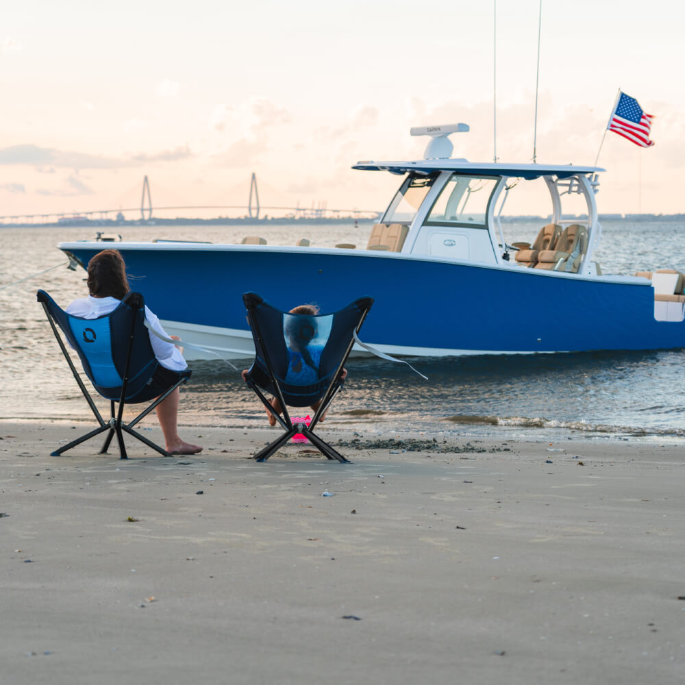 2 MystiQ Chairs with boat on beach - CLIQ Chairs