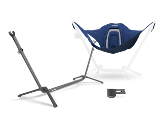 Blue perch hammock chair with hammock stand on a transparent background
