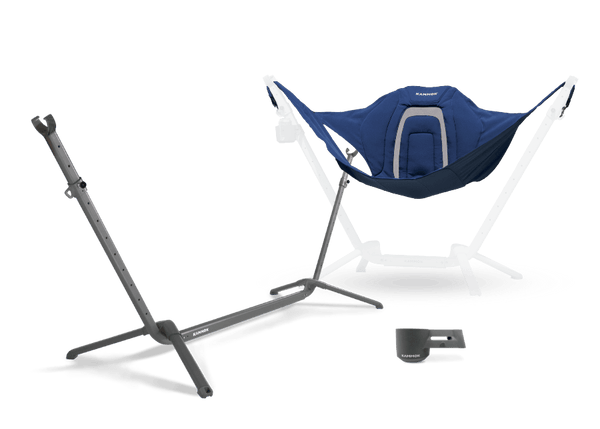 Blue perch hammock chair with hammock stand on a transparent background