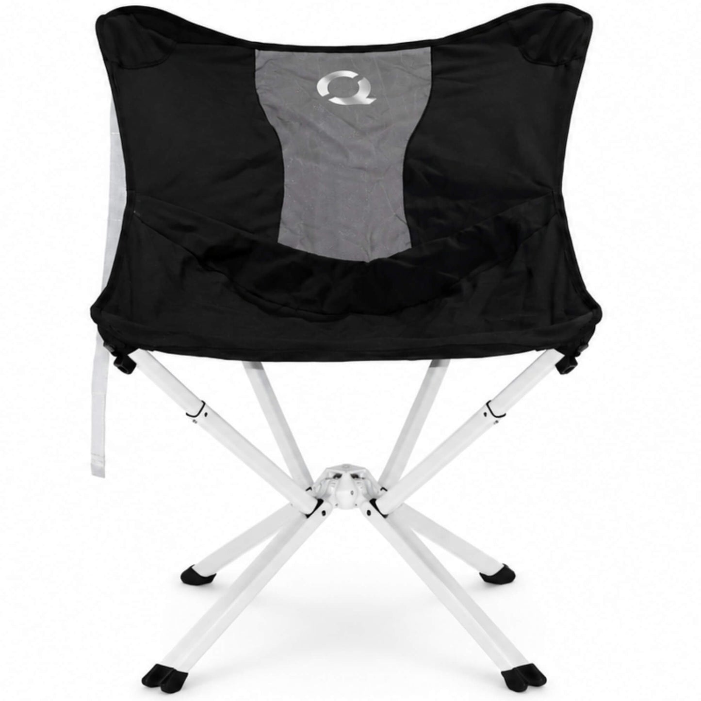 A black and gray folding camp chair with a white metal frame and black feet, shown against a plain white background. MystiQ Limited Edition - Onyx Black- CLIQ