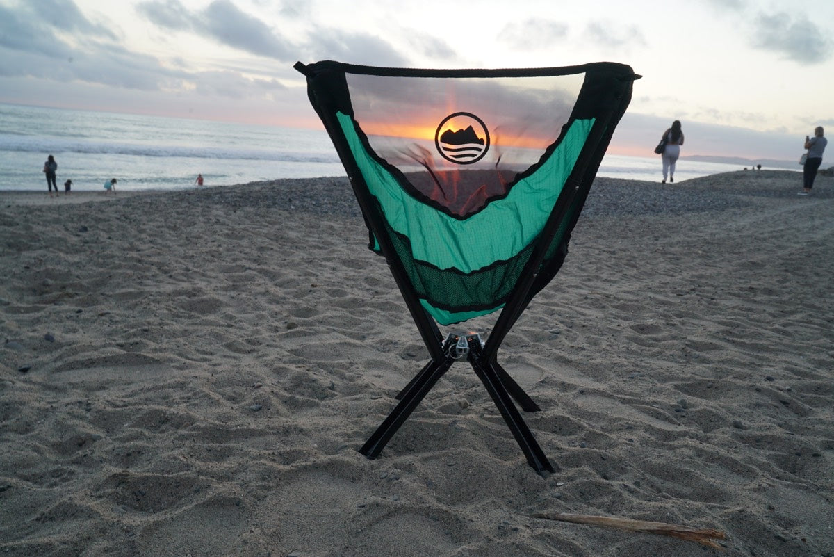 Green chair beach